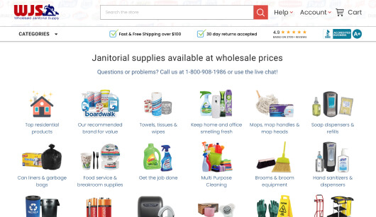 Wholesale Janitiorial Supply portfolio web design example